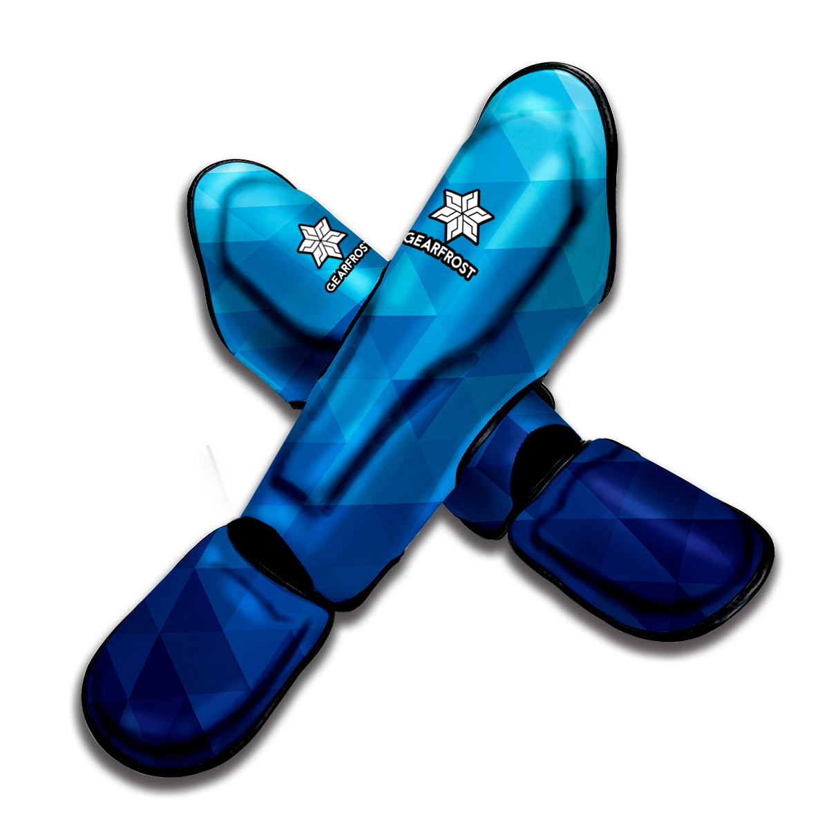 Blue Geometric Triangle Pattern Print Muay Thai Shin Guard