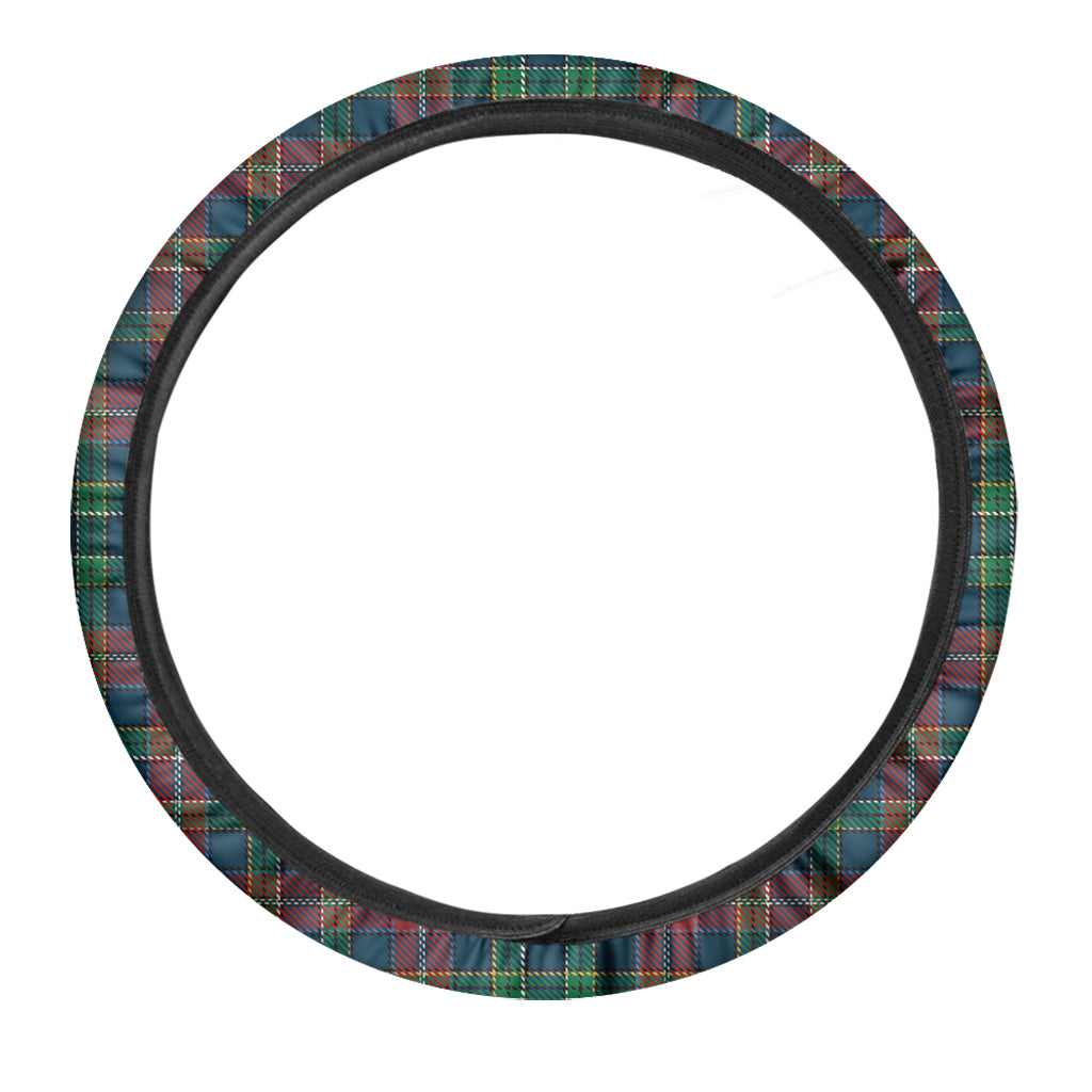 Blue Green And Red Scottish Plaid Print Car Steering Wheel Cover