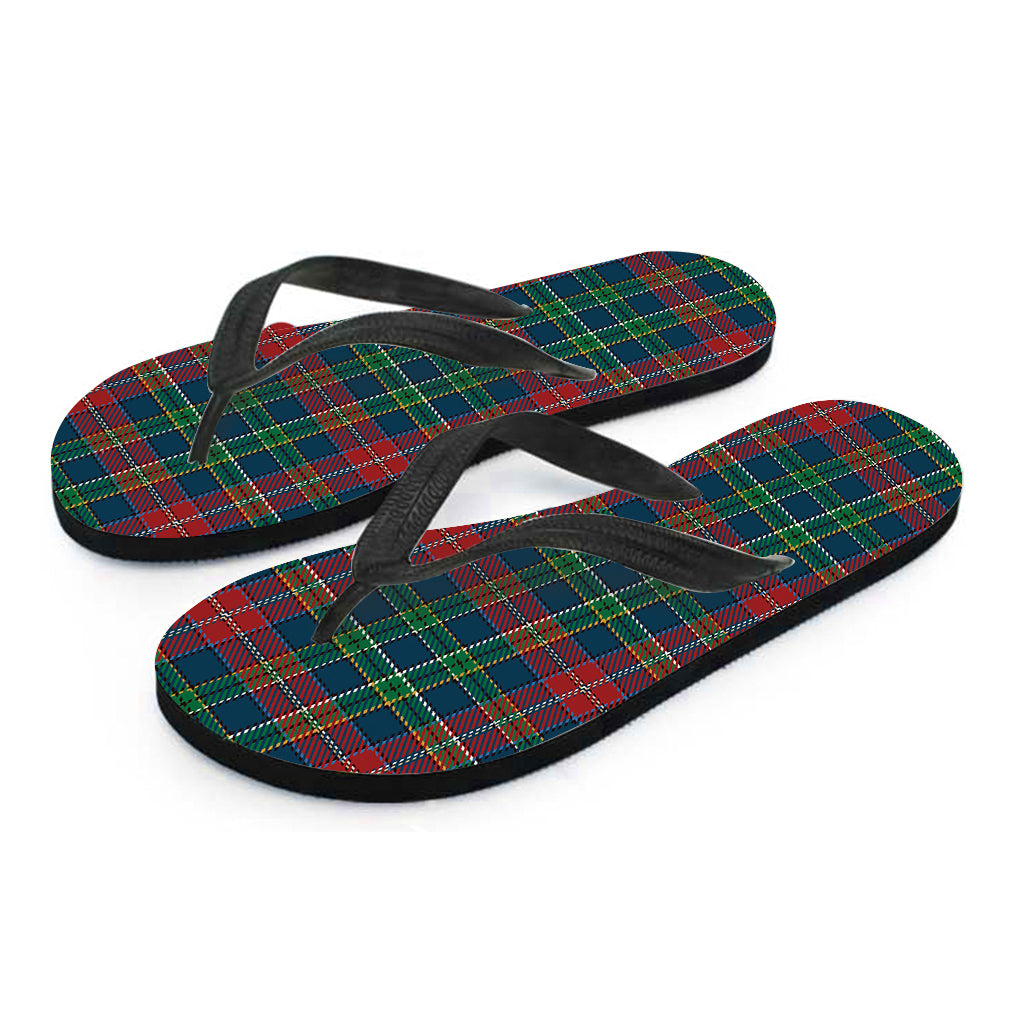 Blue Green And Red Scottish Plaid Print Flip Flops