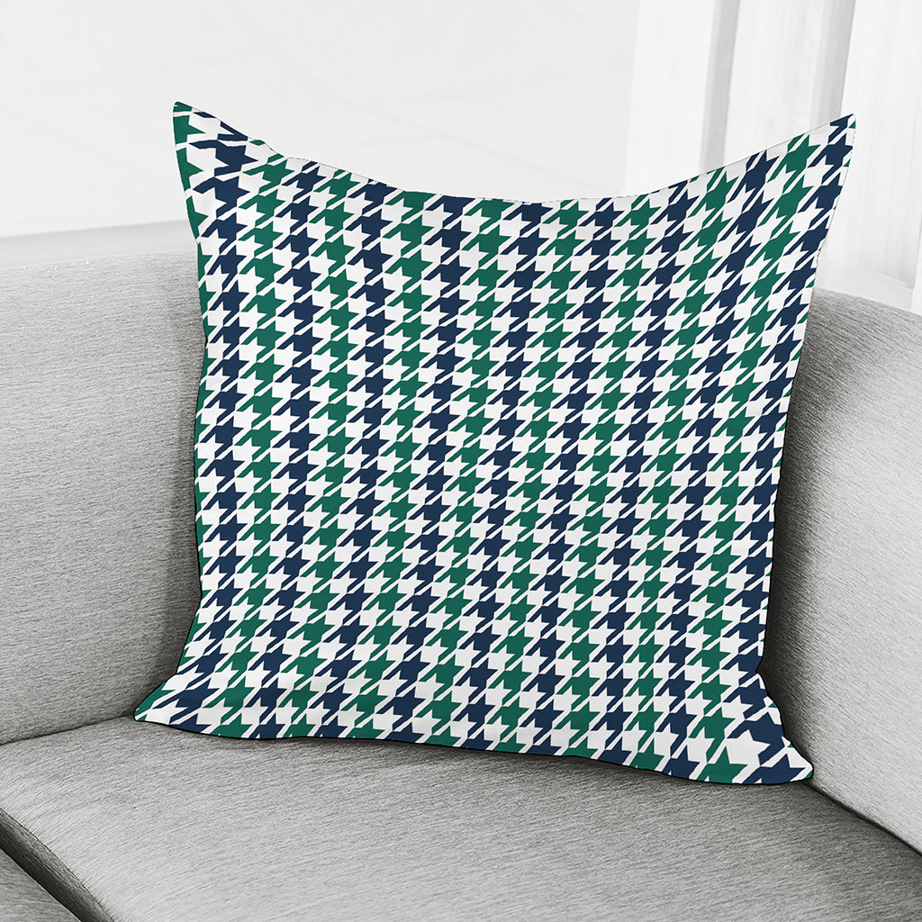 Blue Green And White Houndstooth Print Pillow Cover