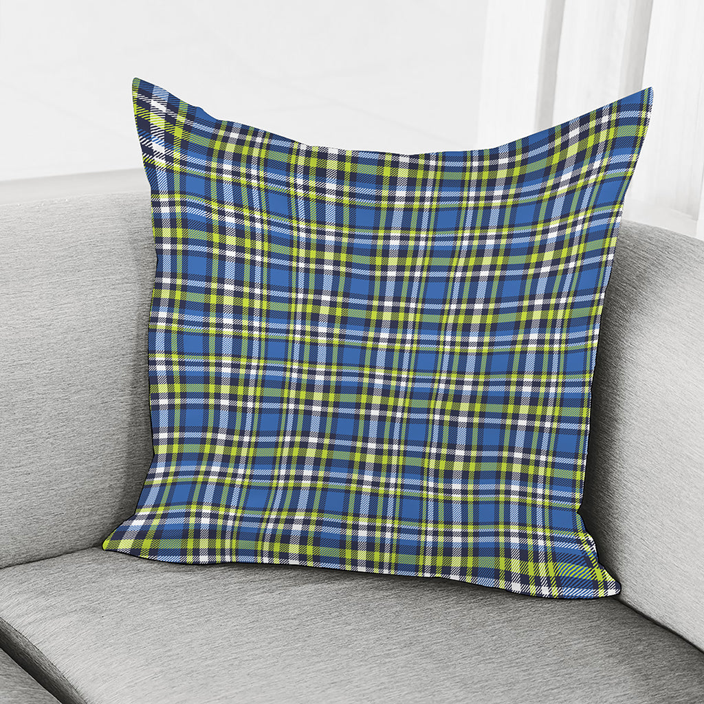 Blue Green And White Plaid Pattern Print Pillow Cover