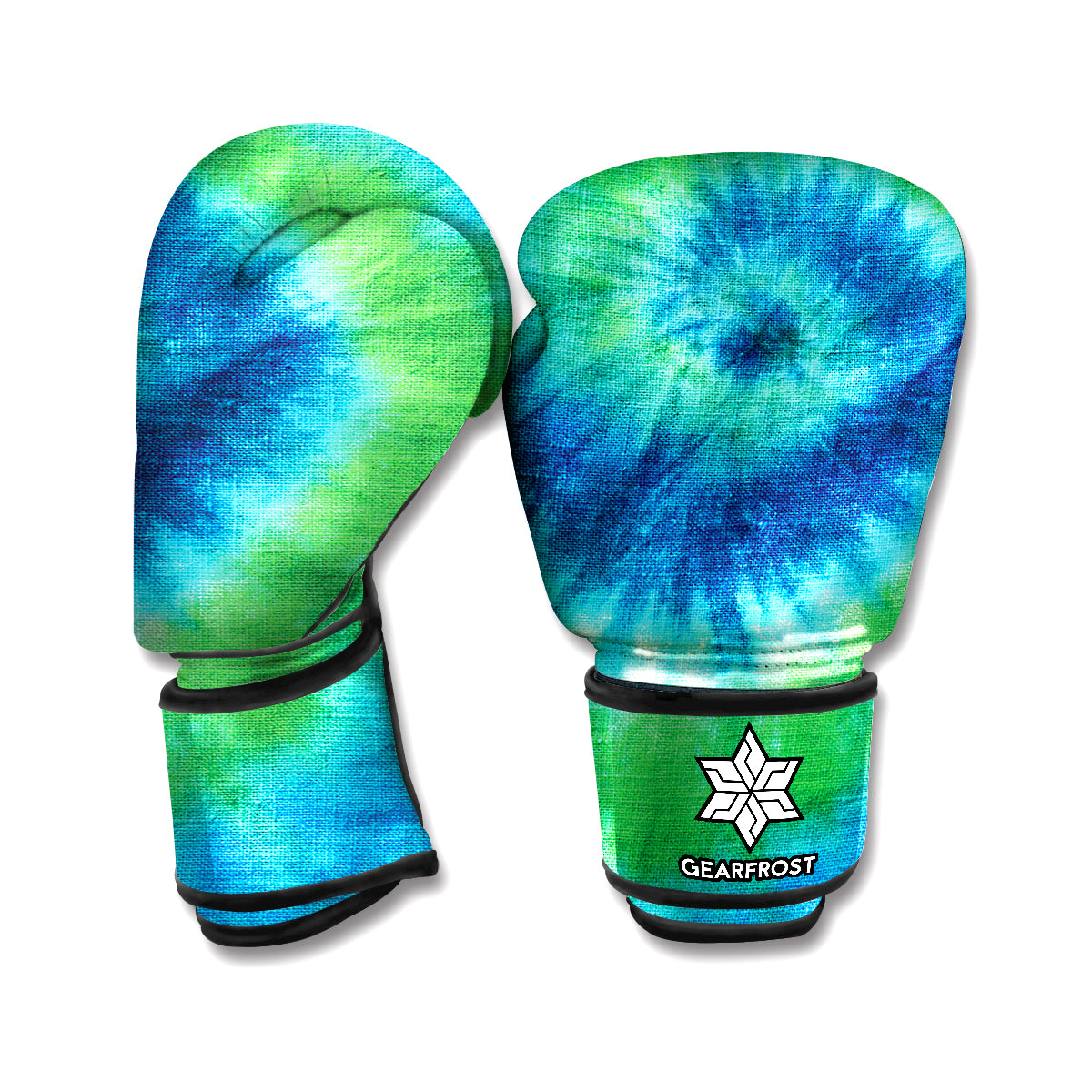 Blue Green And White Tie Dye Print Boxing Gloves