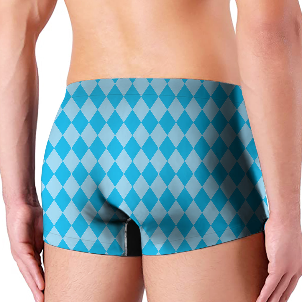 Blue Harlequin Pattern Print Men's Boxer Briefs