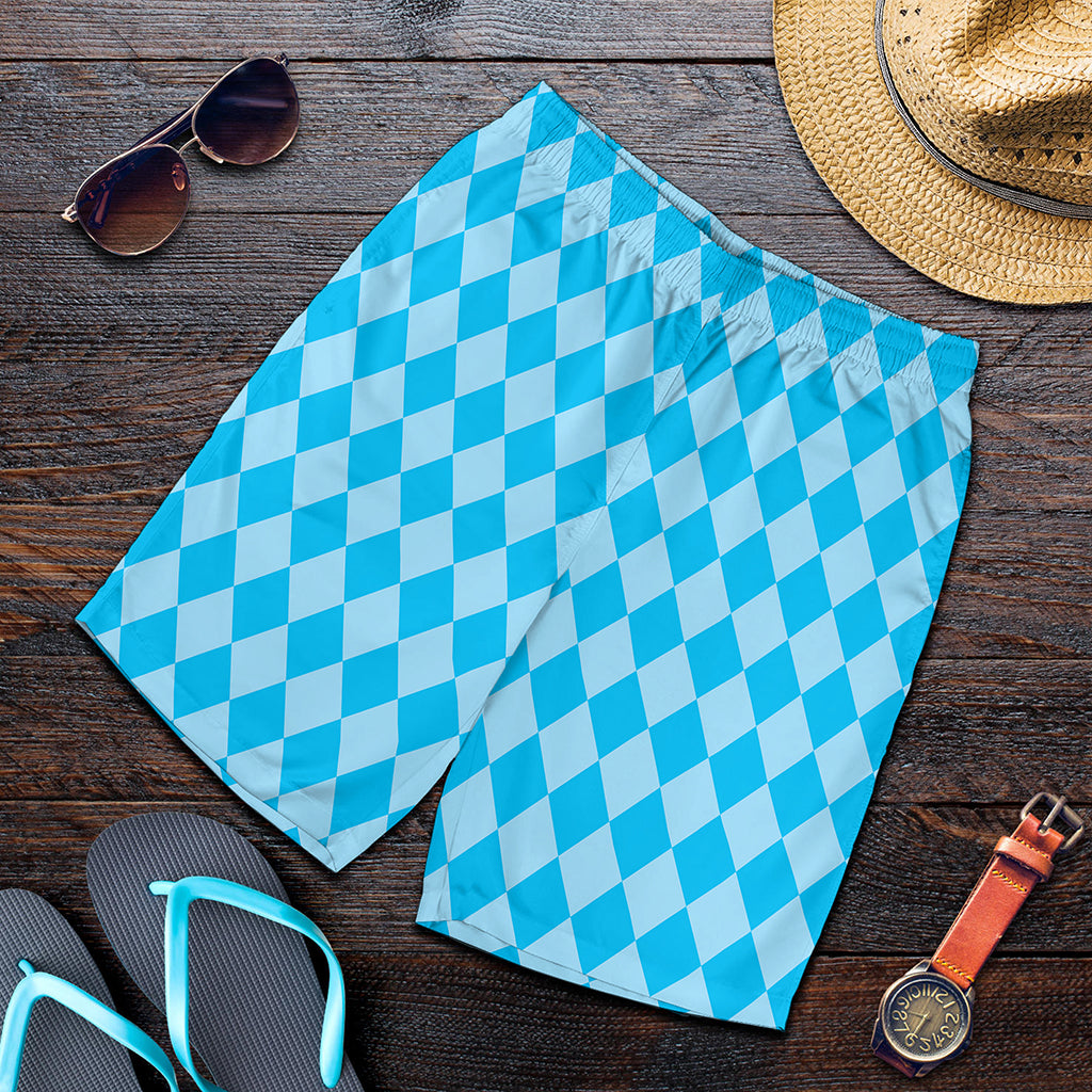 Blue Harlequin Pattern Print Men's Shorts