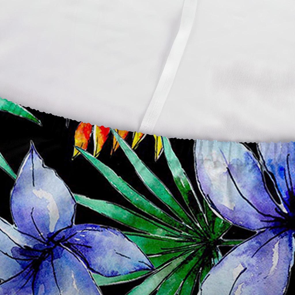Blue Hawaiian Wildflowers Pattern Print Sofa Cover