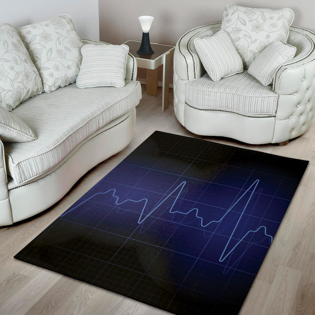 Blue Heartbeat Print Area Rug