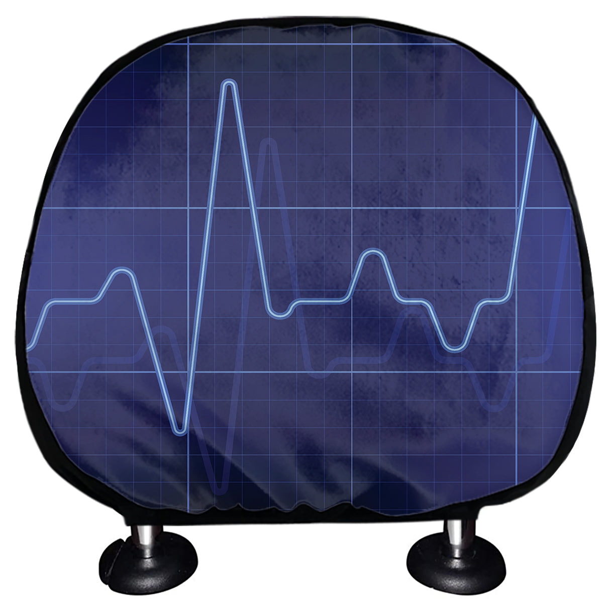 Blue Heartbeat Print Car Headrest Covers