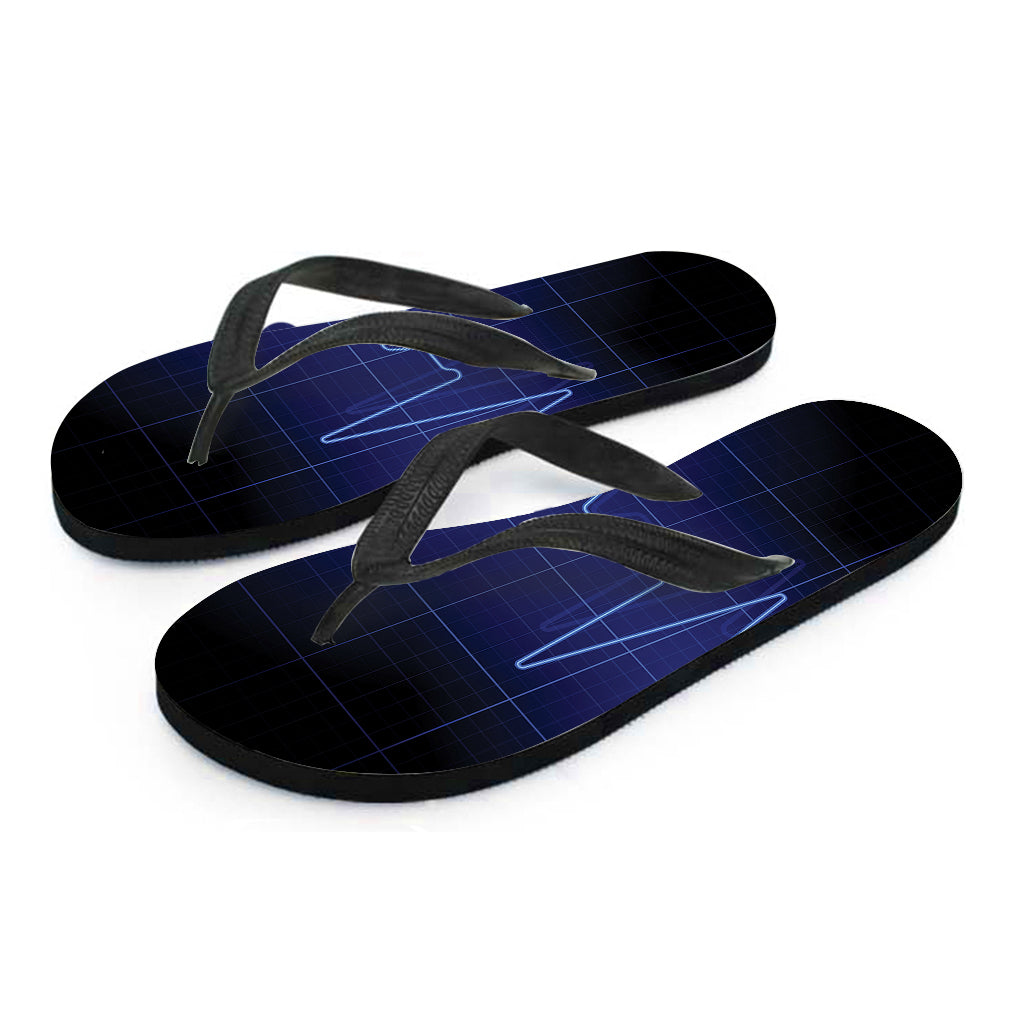 Blue Heartbeat Print Flip Flops