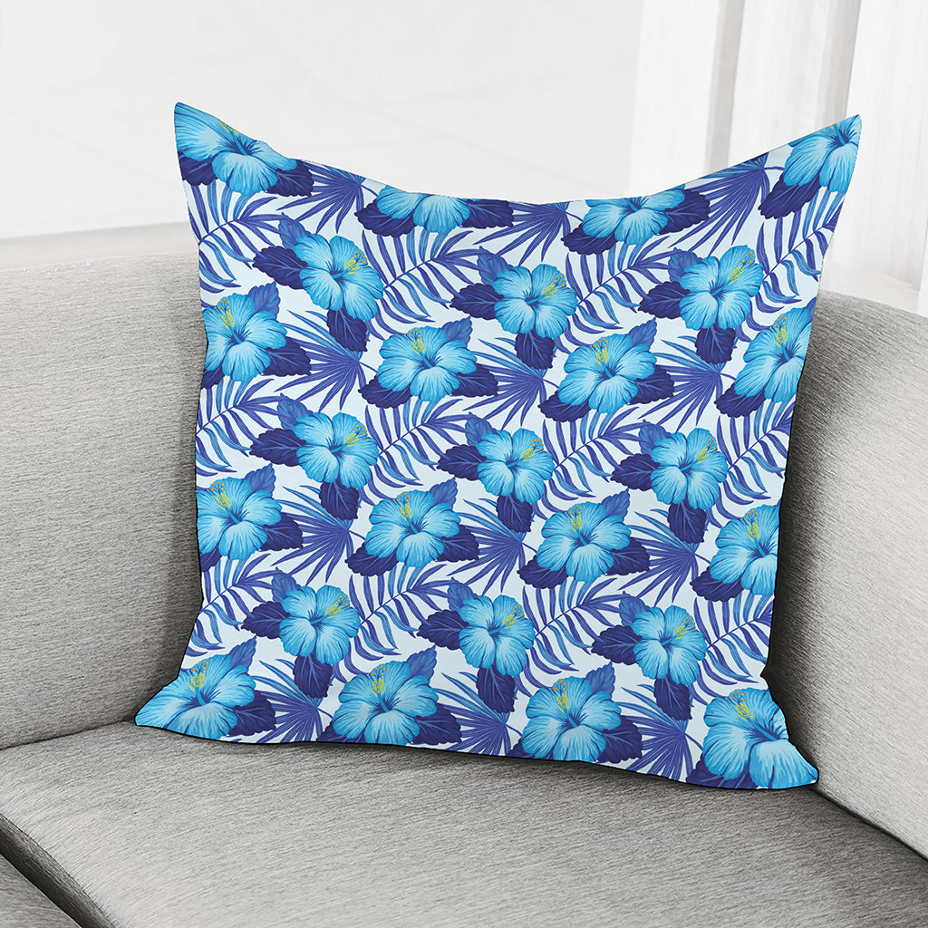 Blue Hibiscus Tropical Pattern Print Pillow Cover