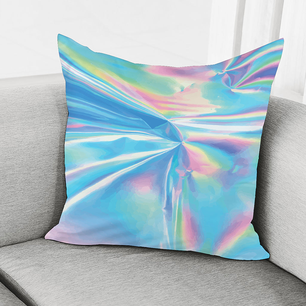 Blue Holographic Print Pillow Cover