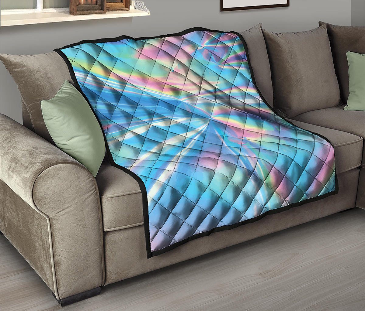 Blue Holographic Print Quilt