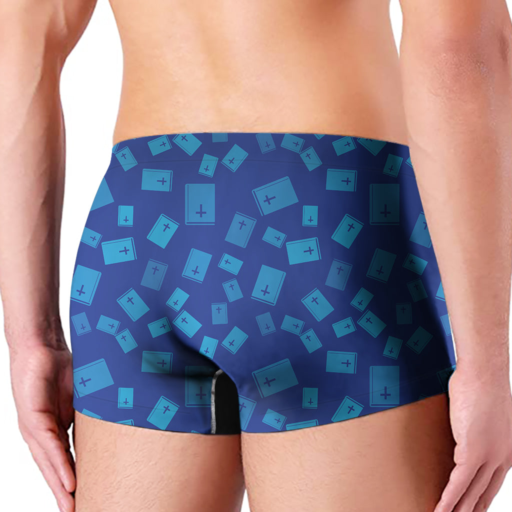 Blue Holy Bible Pattern Print Men's Boxer Briefs
