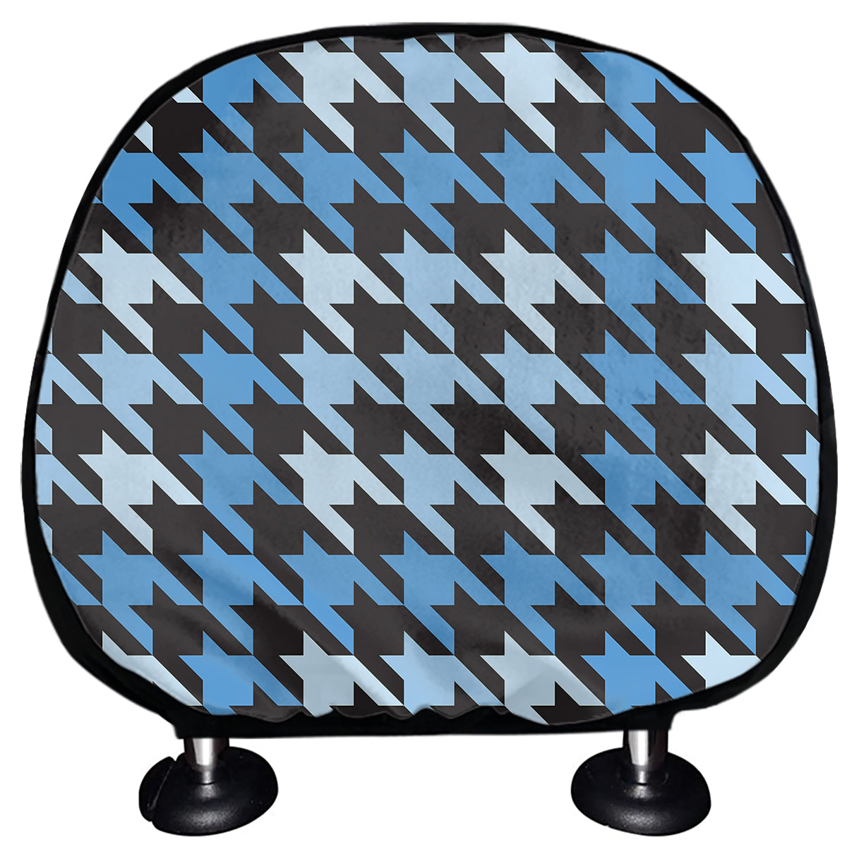 Blue Houndstooth Pattern Print Car Headrest Covers