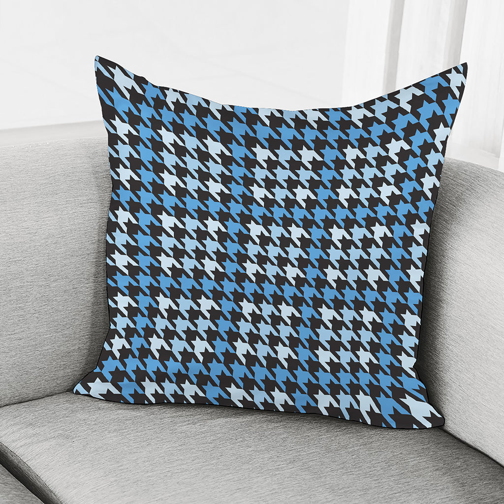 Blue Houndstooth Pattern Print Pillow Cover