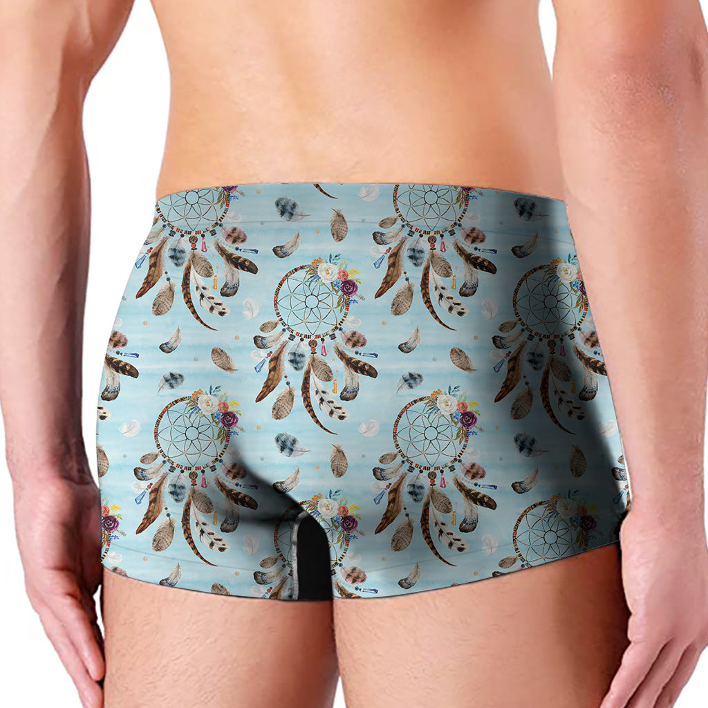 Blue Indian Dream Catcher Pattern Print Men's Boxer Briefs