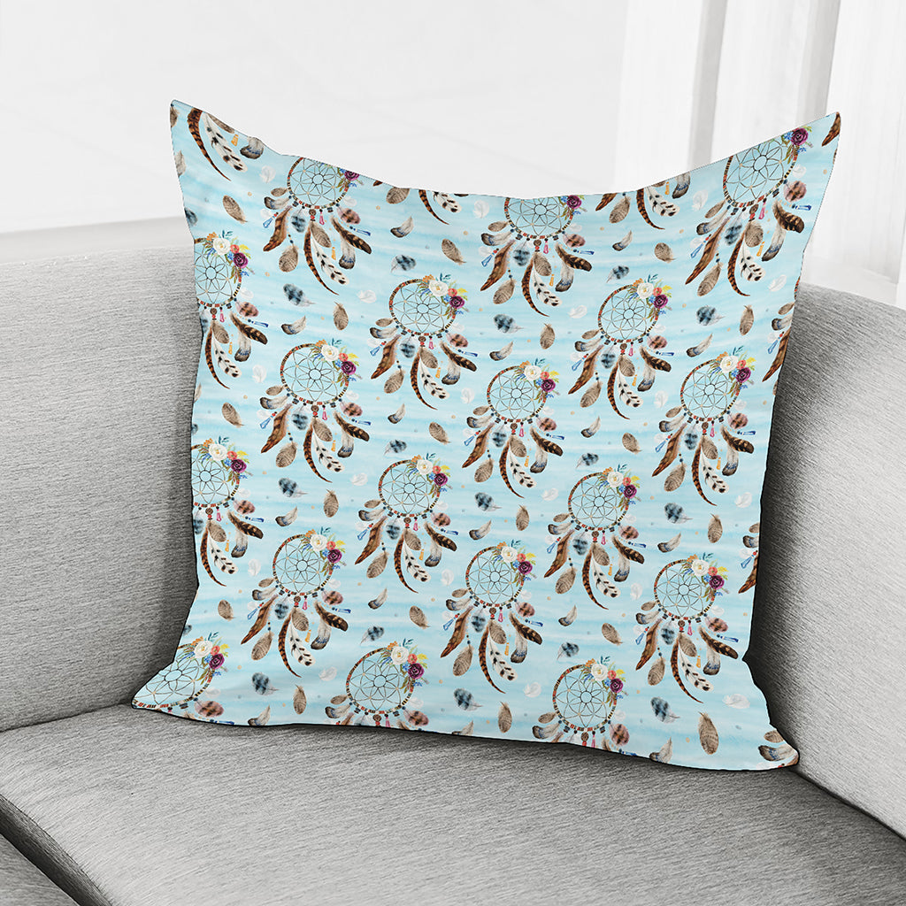 Blue Indian Dream Catcher Pattern Print Pillow Cover