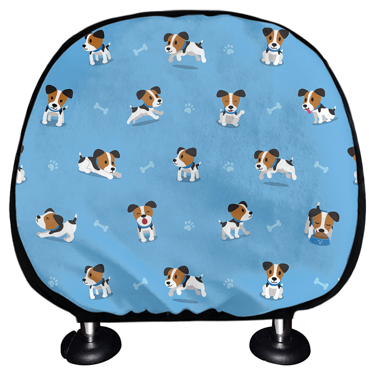 Blue Jack Russell Terrier Pattern Print Car Headrest Covers