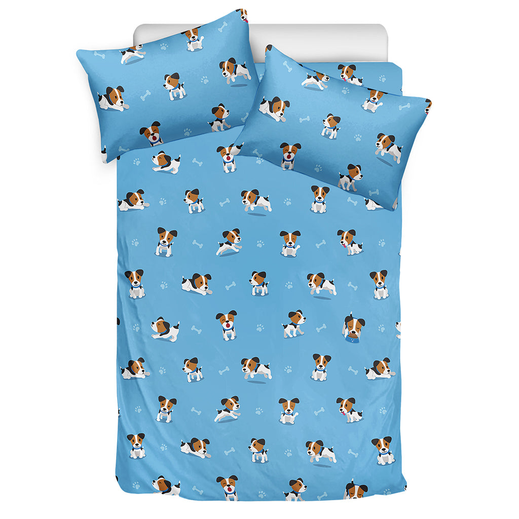 Blue Jack Russell Terrier Pattern Print Duvet Cover Bedding Set
