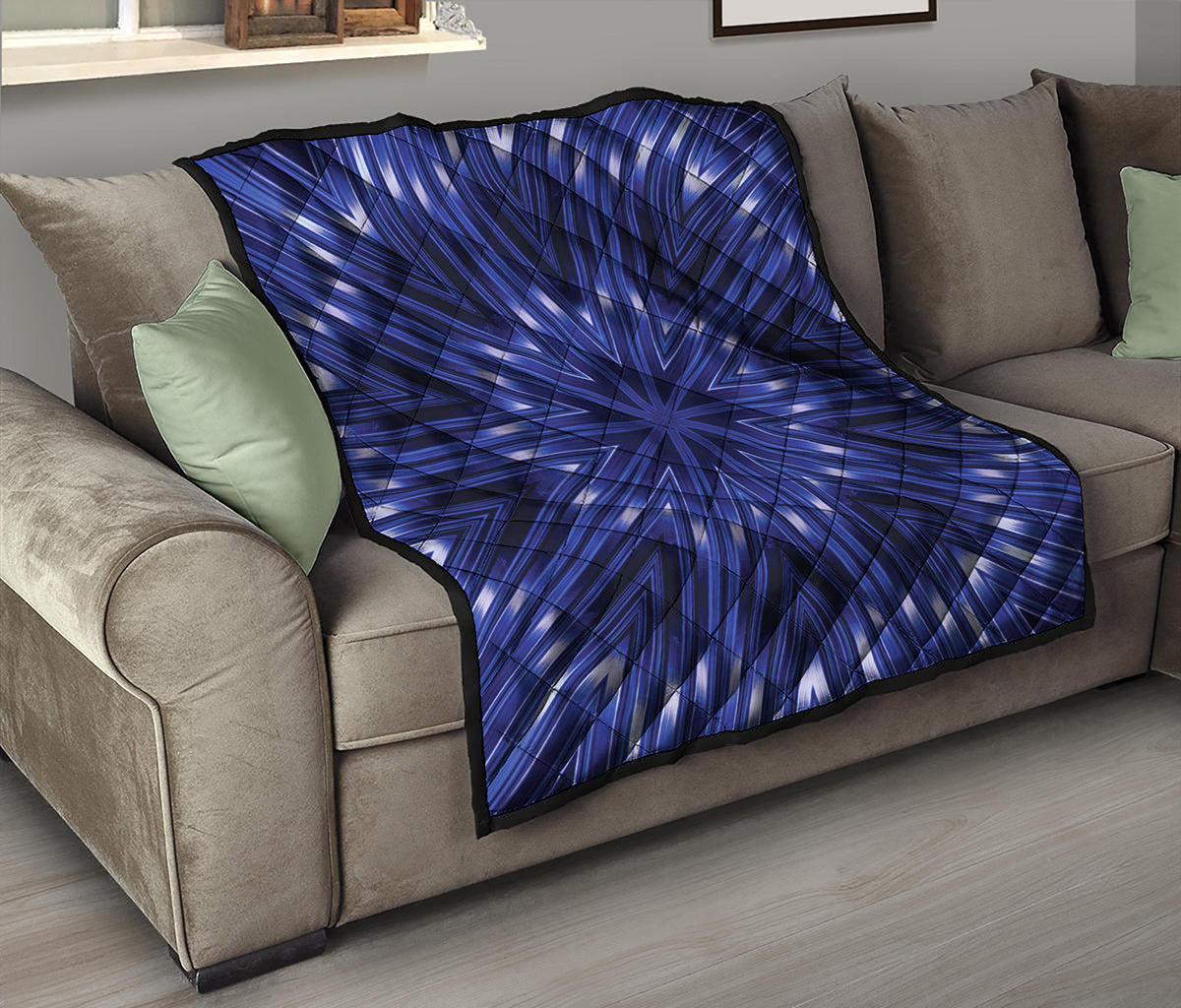Blue Kaleidoscope Print Quilt