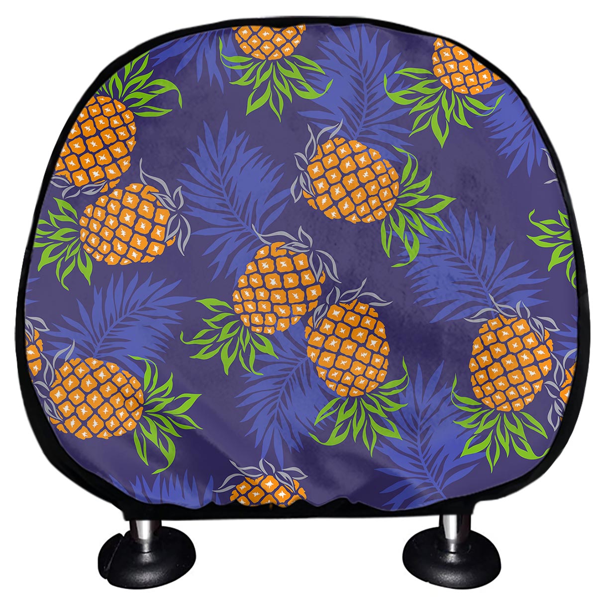 Blue Leaf Pineapple Pattern Print Car Headrest Covers