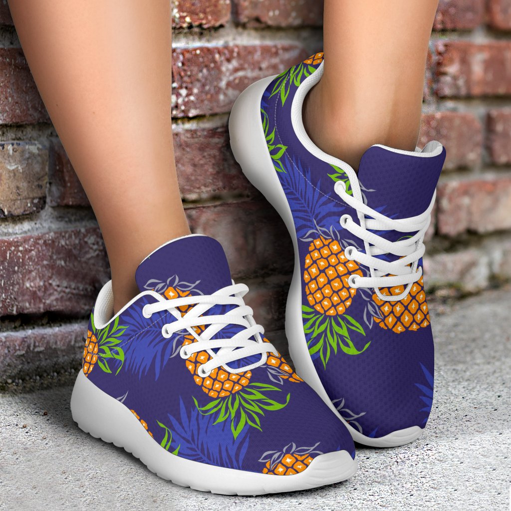 Blue Leaf Pineapple Pattern Print Sport Shoes GearFrost