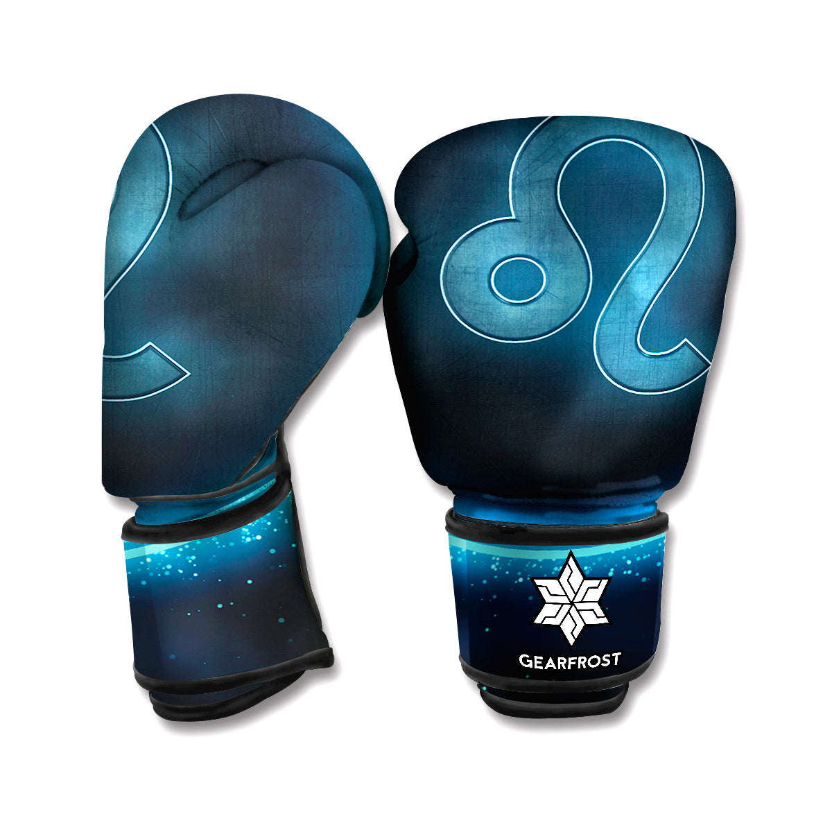Blue Leo Zodiac Sign Print Boxing Gloves