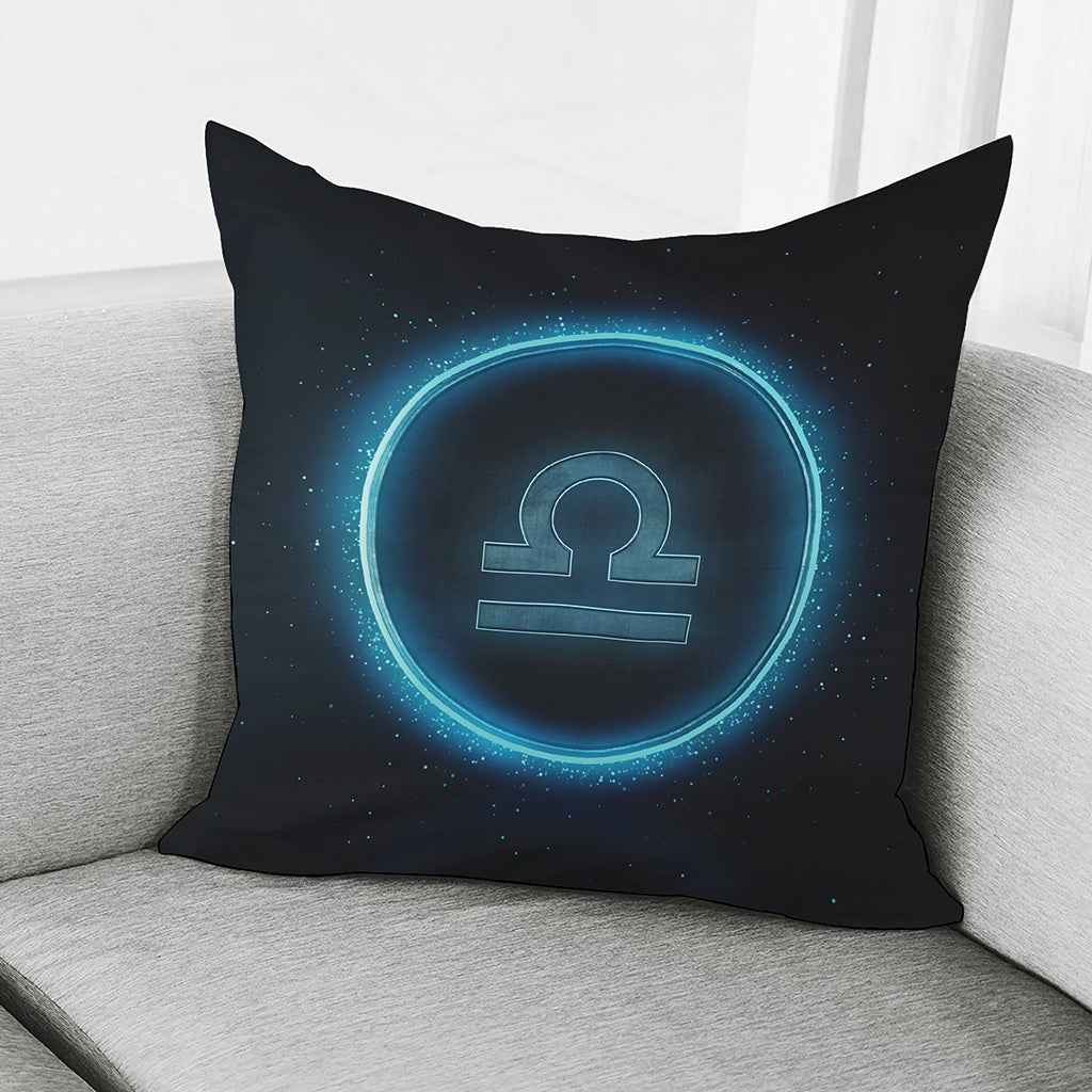 Blue Libra Zodiac Sign Print Pillow Cover