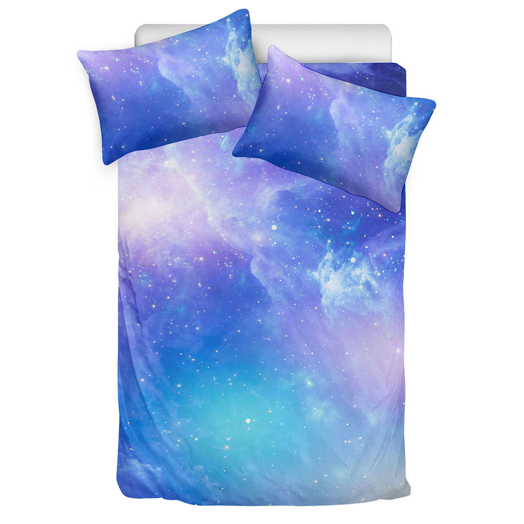 Blue Light Nebula Galaxy Space Print Duvet Cover Bedding Set