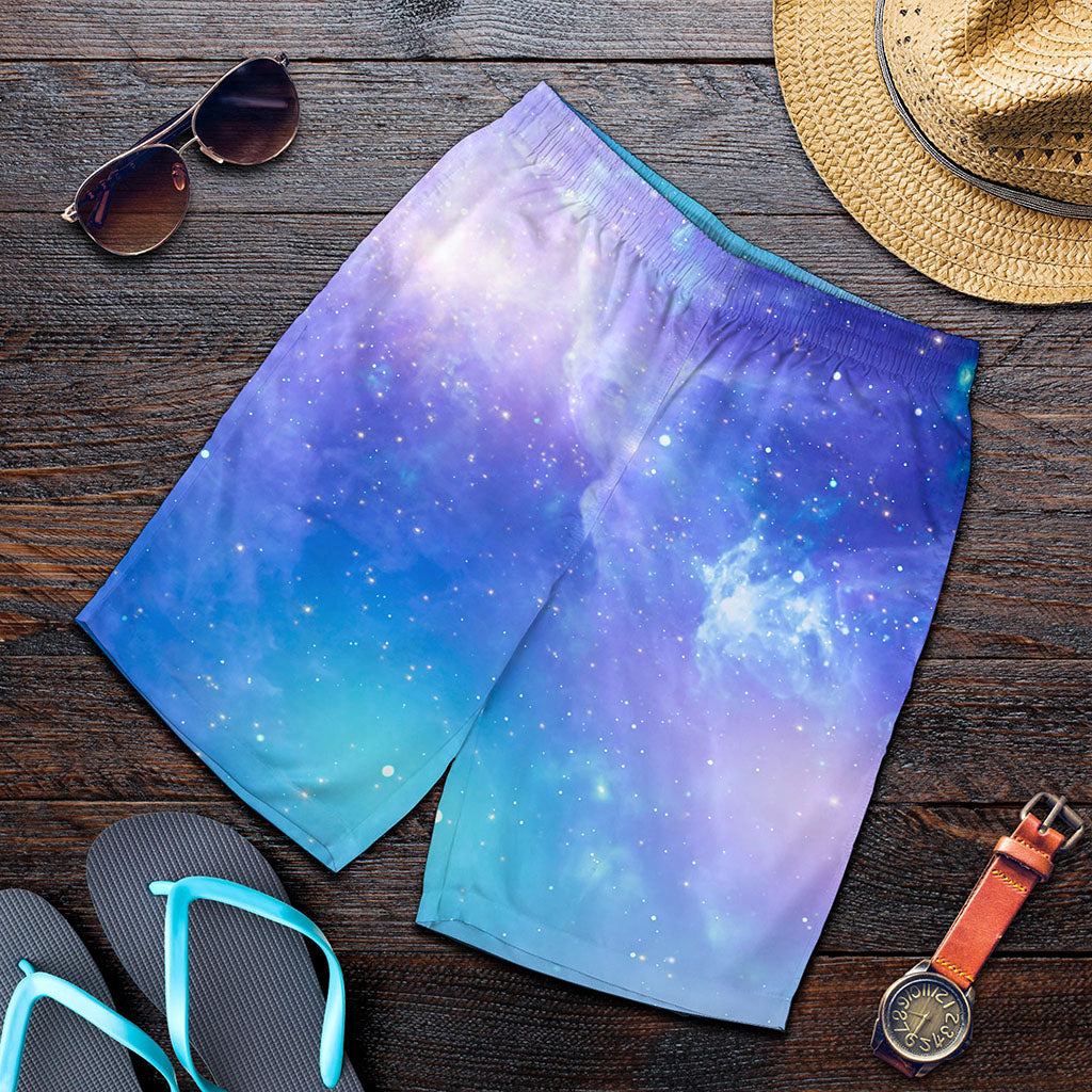 Blue Light Nebula Galaxy Space Print Men's Shorts