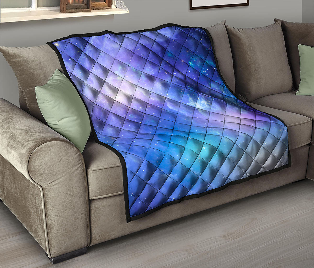 Blue Light Nebula Galaxy Space Print Quilt