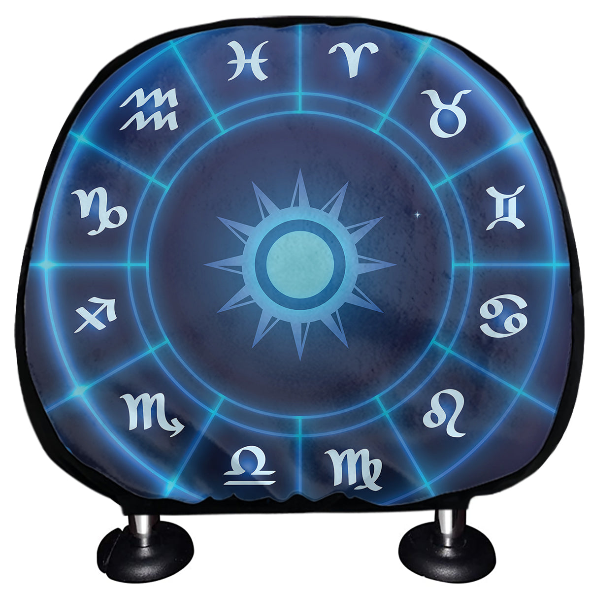 Blue Light Zodiac Circle Print Car Headrest Covers