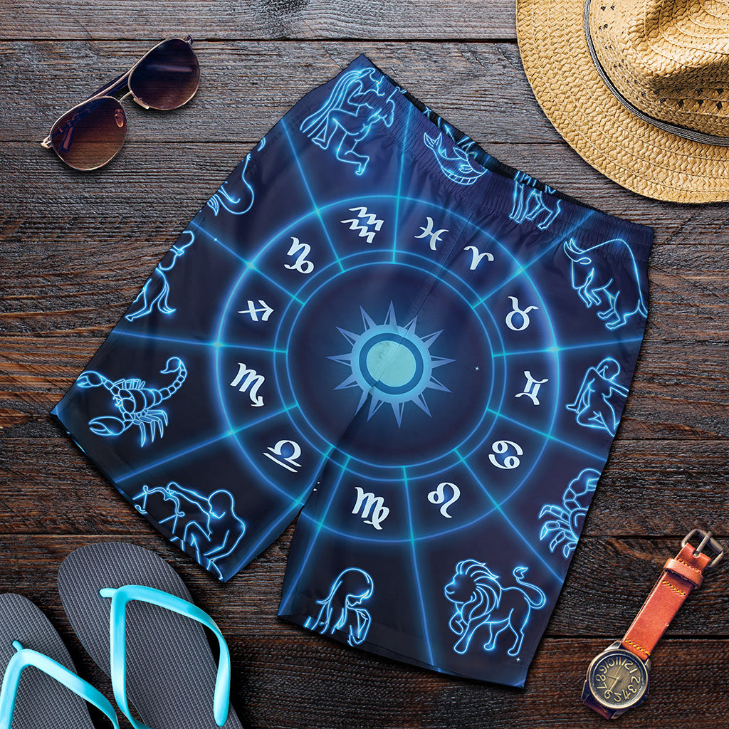 Blue Light Zodiac Circle Print Men's Shorts
