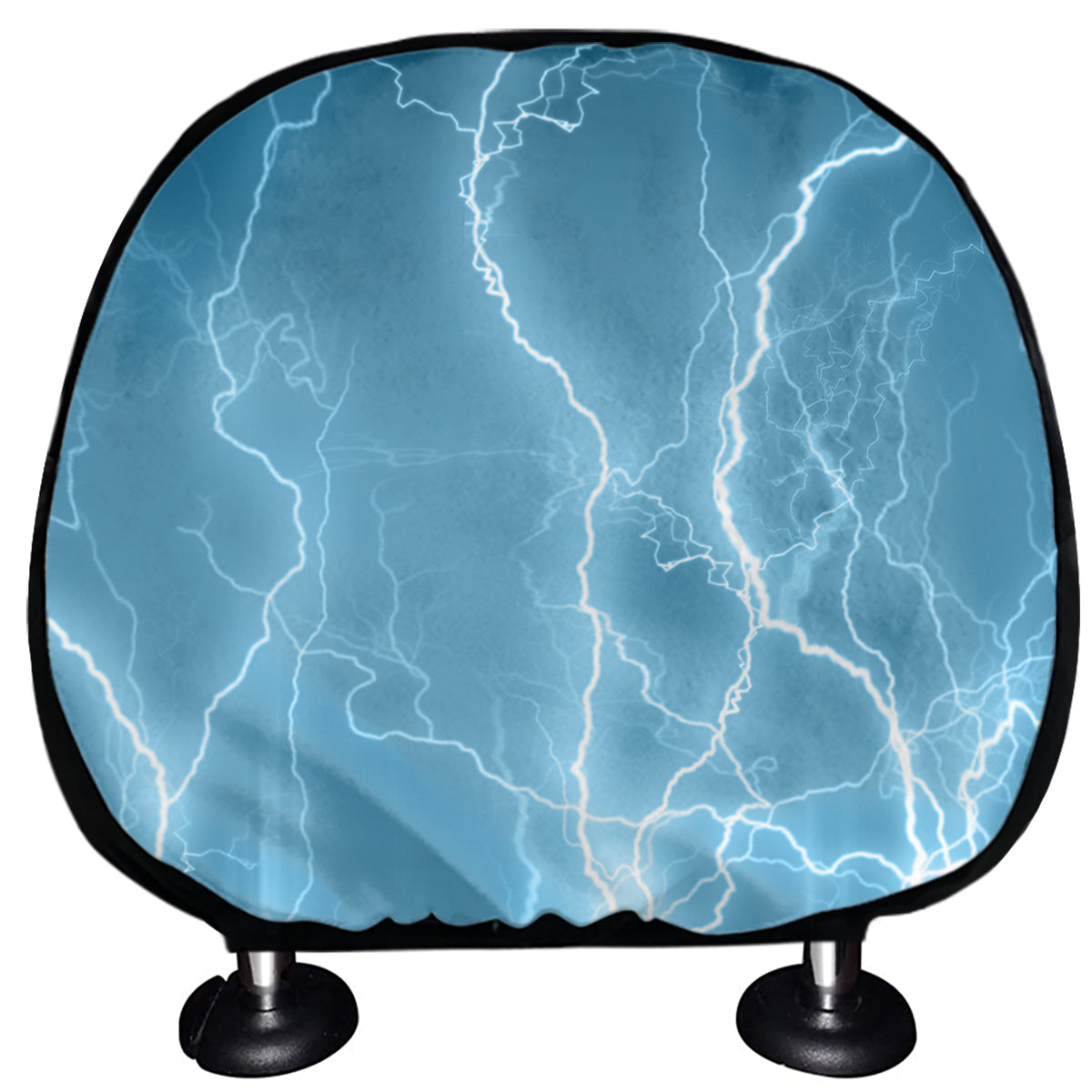 Blue Lightning Print Car Headrest Covers