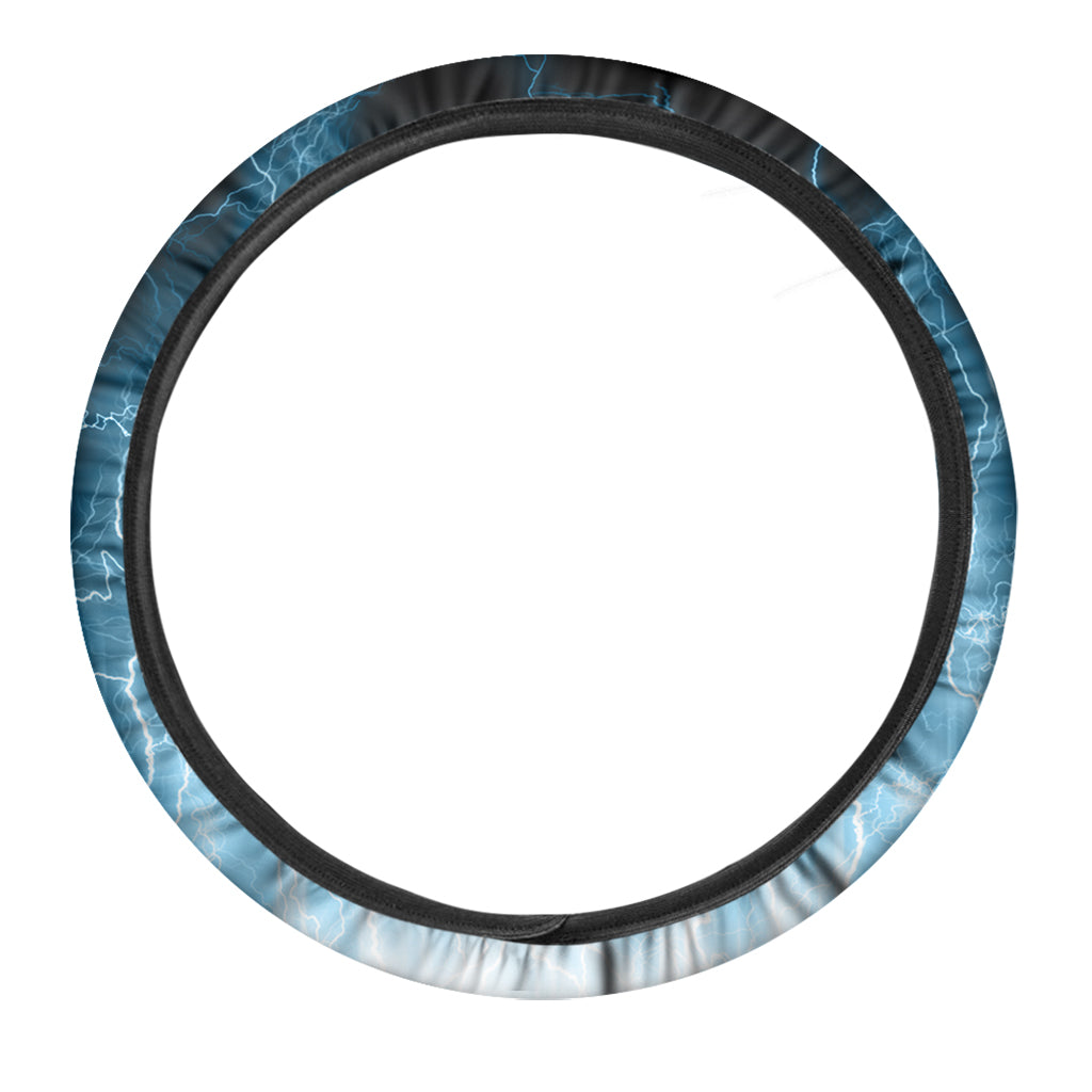 Blue Lightning Print Car Steering Wheel Cover