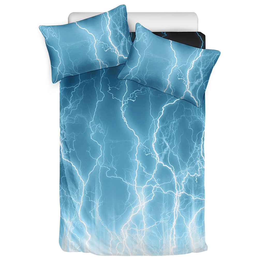 Blue Lightning Print Duvet Cover Bedding Set