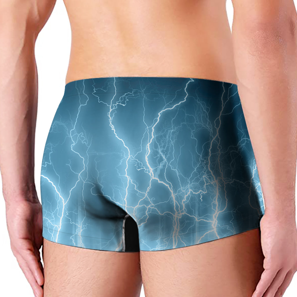 Blue Lightning Print Men's Boxer Briefs
