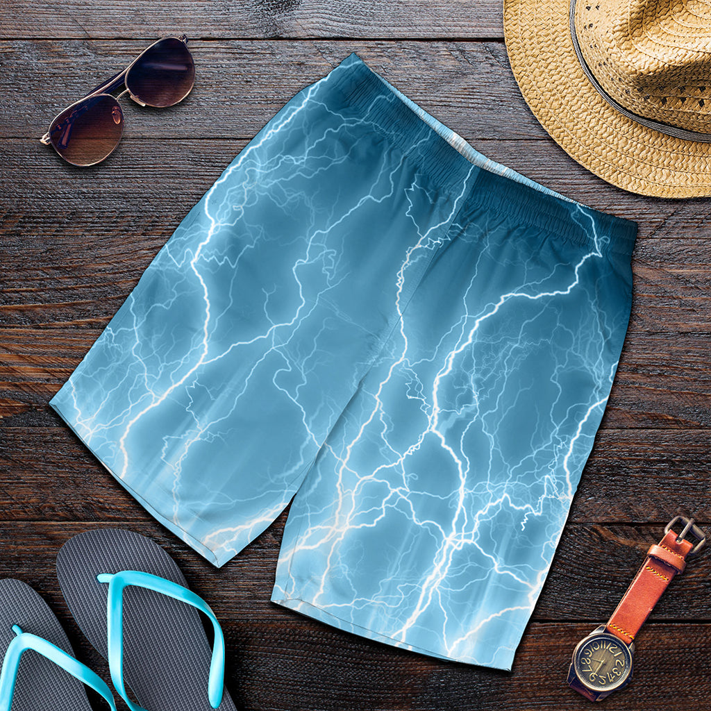 Blue Lightning Print Men's Shorts