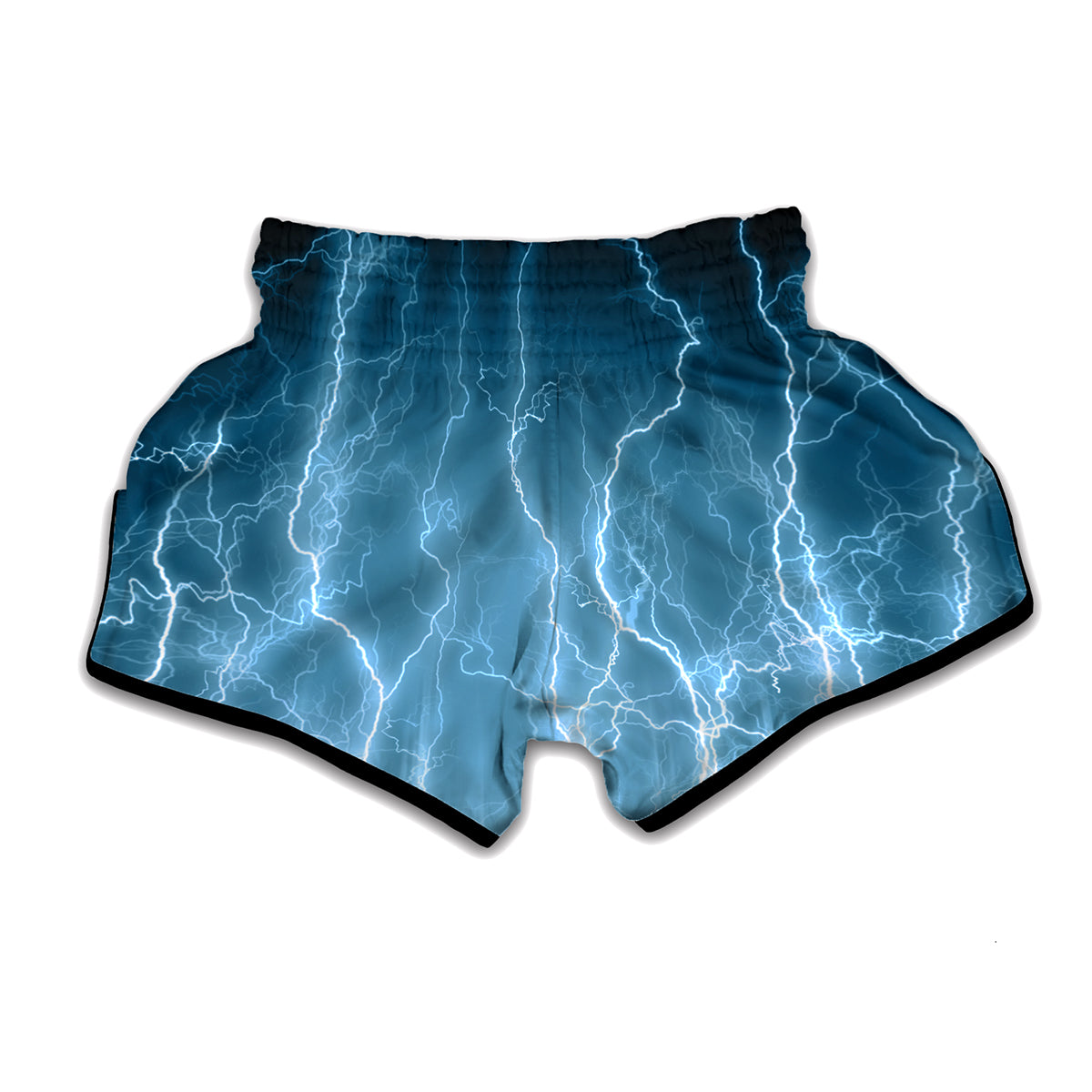 Blue Lightning Print Muay Thai Boxing Shorts