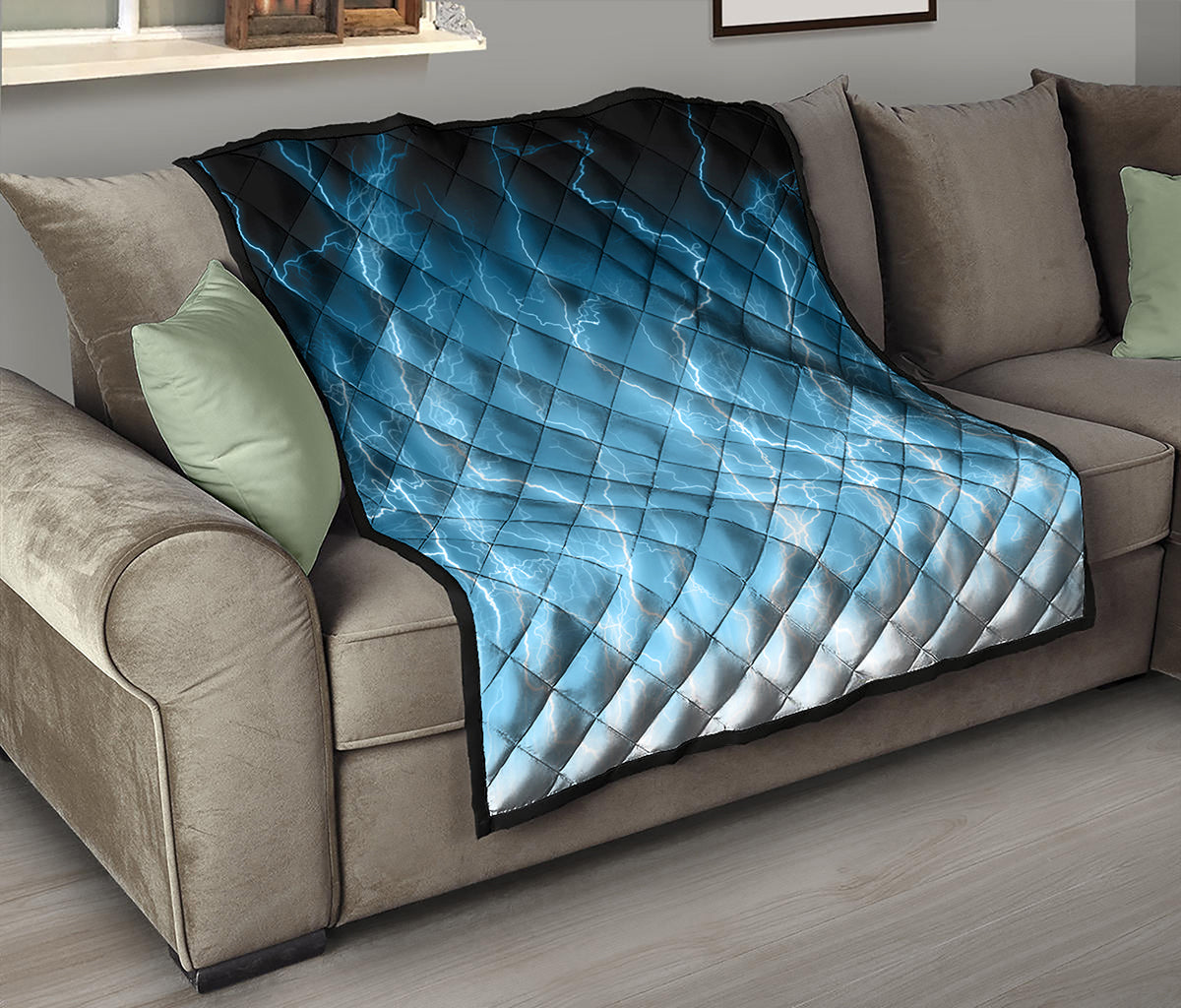 Blue Lightning Print Quilt
