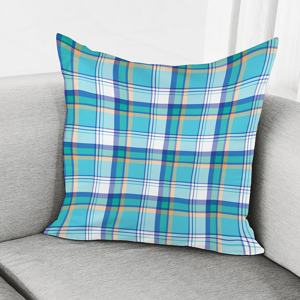 Blue Madras Pattern Print Pillow Cover
