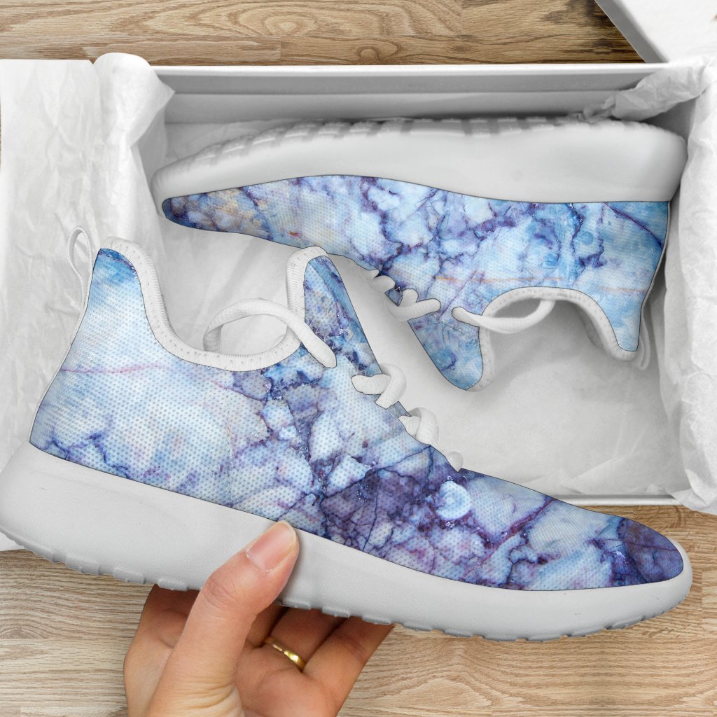 Blue Marble Print Mesh Knit Shoes GearFrost