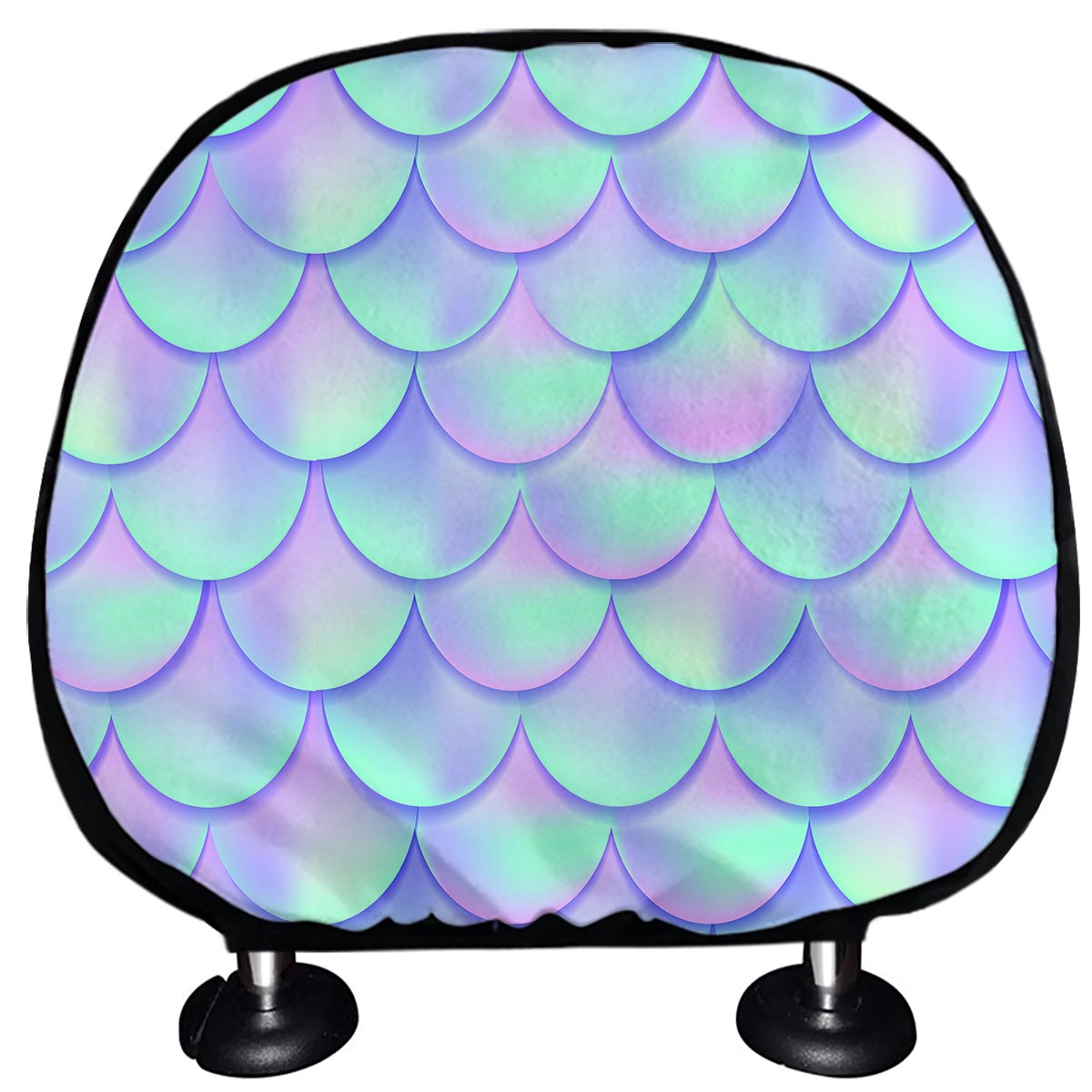 Blue Mermaid Scales Pattern Print Car Headrest Covers