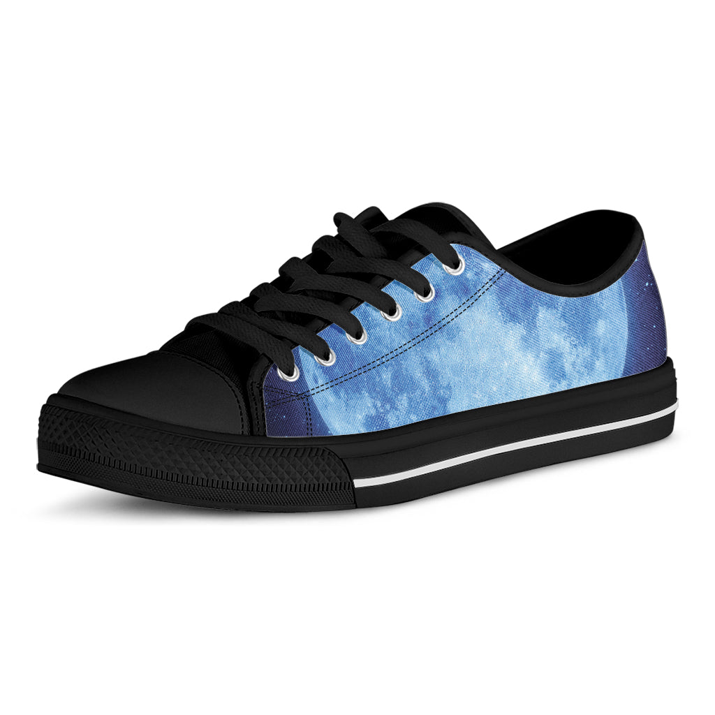 Blue Moon Print Black Low Top Shoes