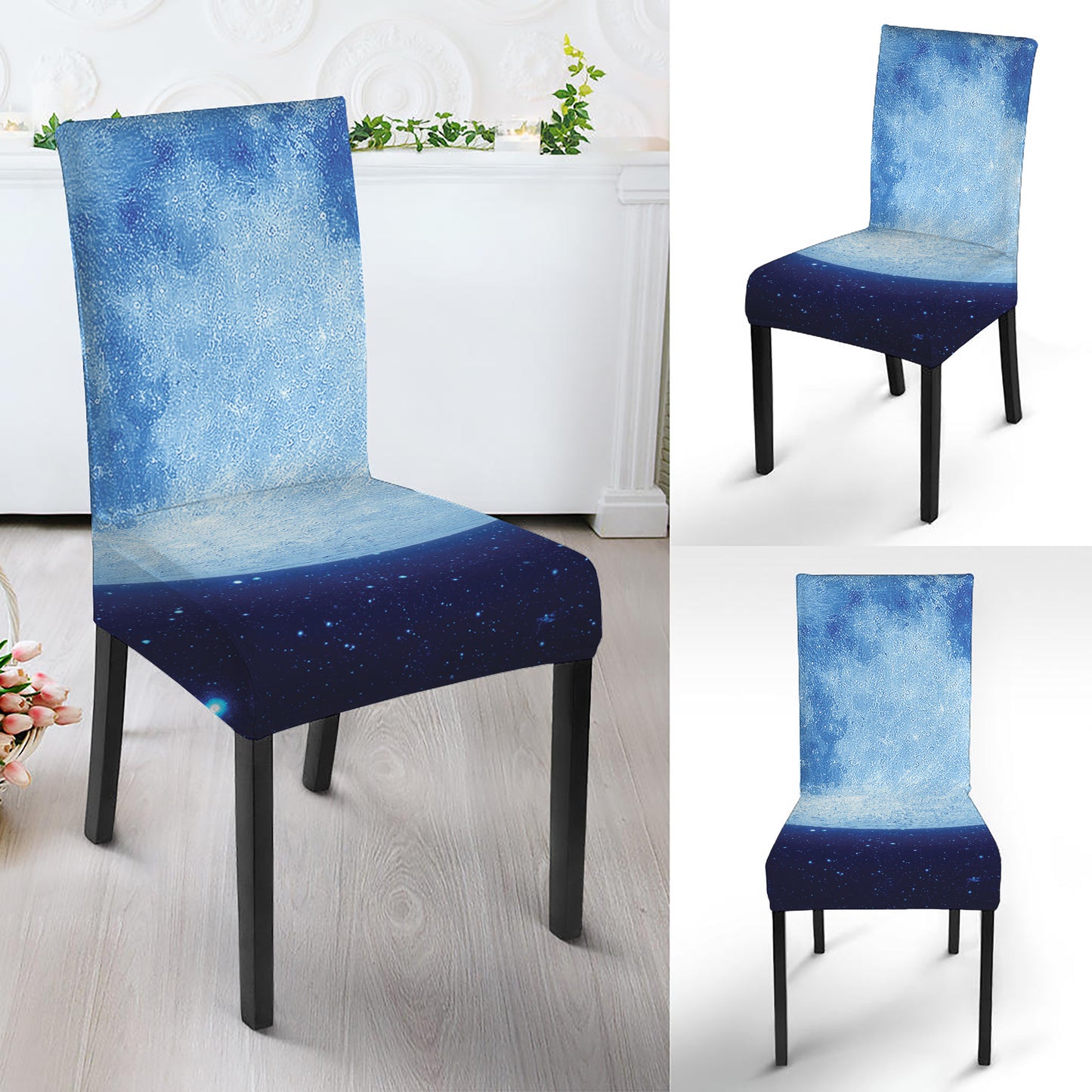 Blue Moon Print Dining Chair Slipcover