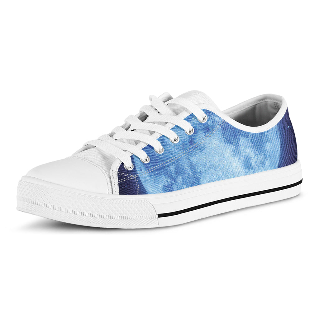 Blue Moon Print White Low Top Shoes