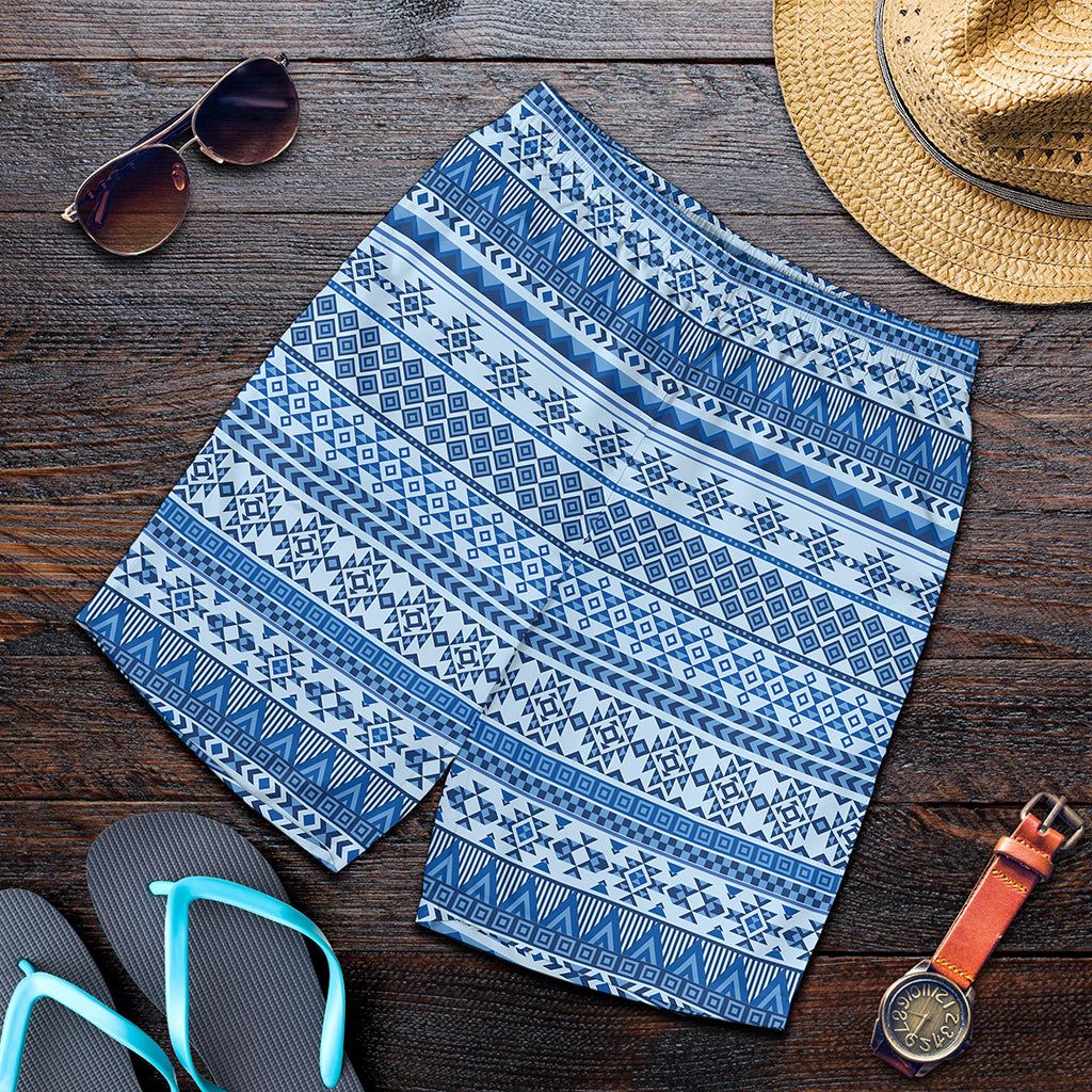 Blue Native American Aztec Pattern Print Men's Shorts