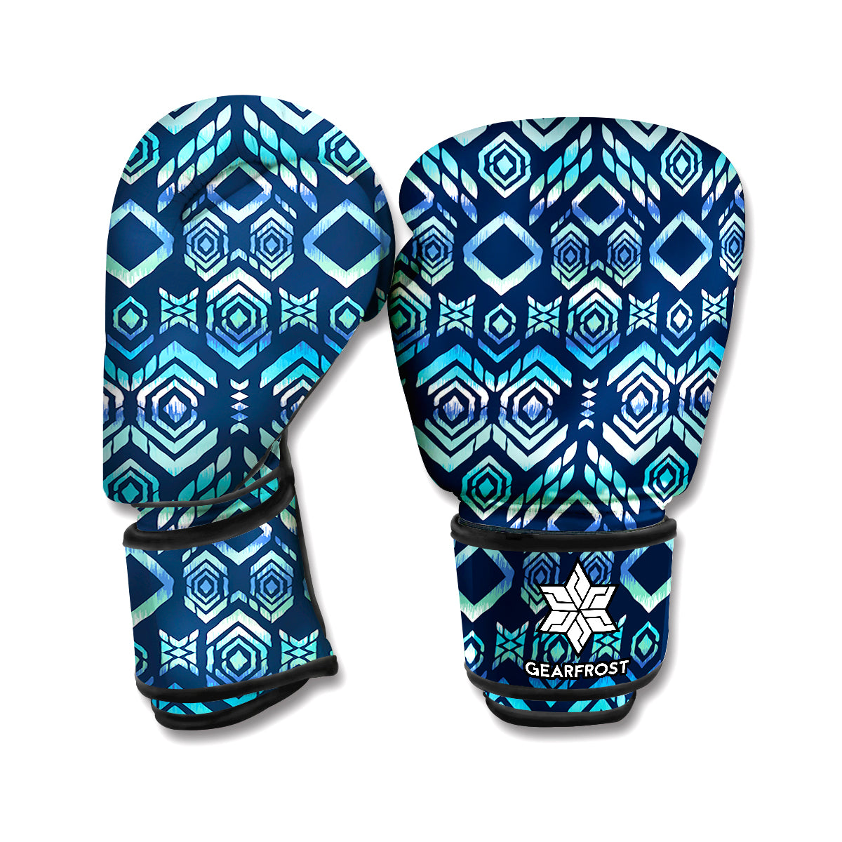 Blue Native Aztec Tribal Pattern Print Boxing Gloves