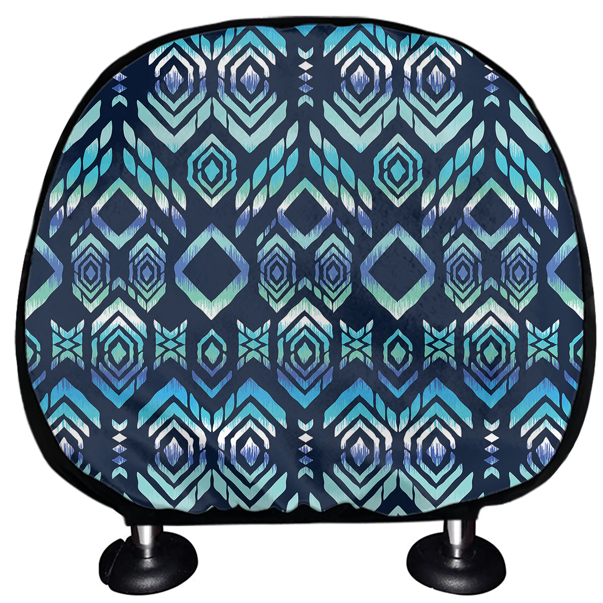 Blue Native Aztec Tribal Pattern Print Car Headrest Covers