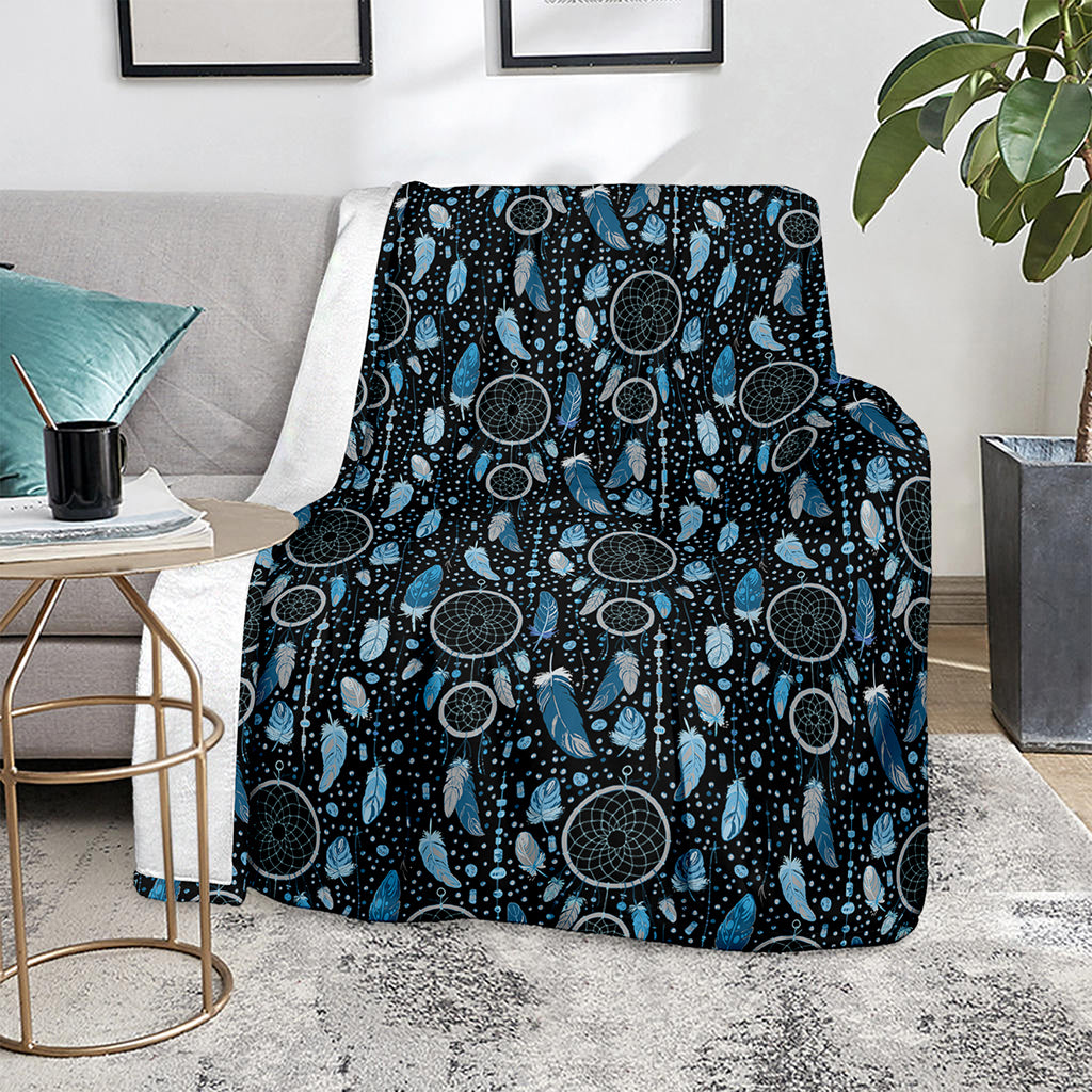 Blue Native Dream Catcher Pattern Print Blanket