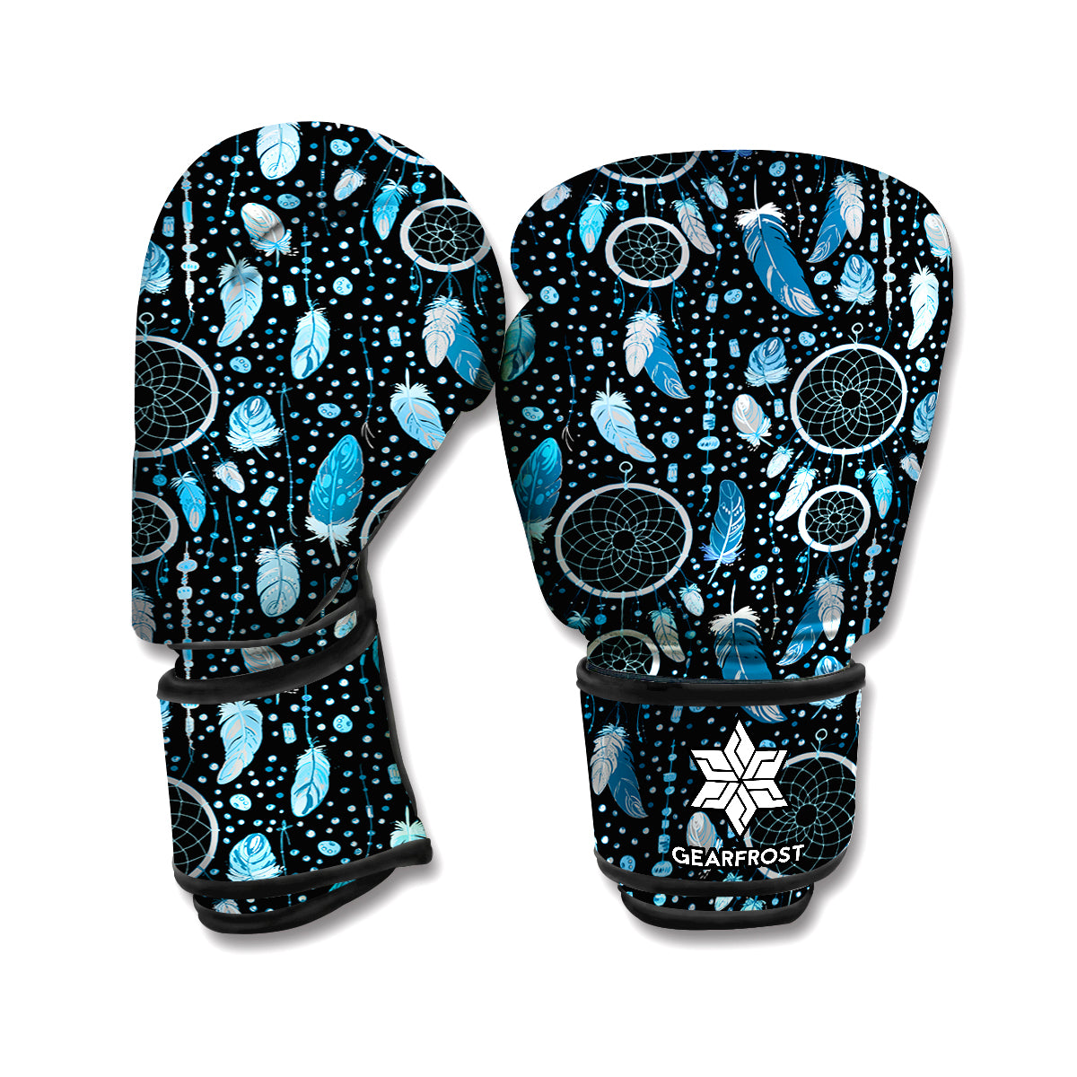 Blue Native Dream Catcher Pattern Print Boxing Gloves